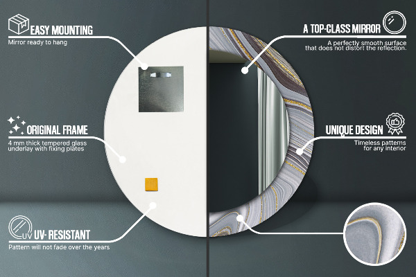 Ogledalo z okrasnim okvirjem Siv marmor