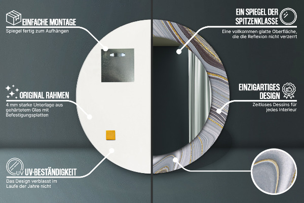 Ogledalo z okrasnim okvirjem Siv marmor