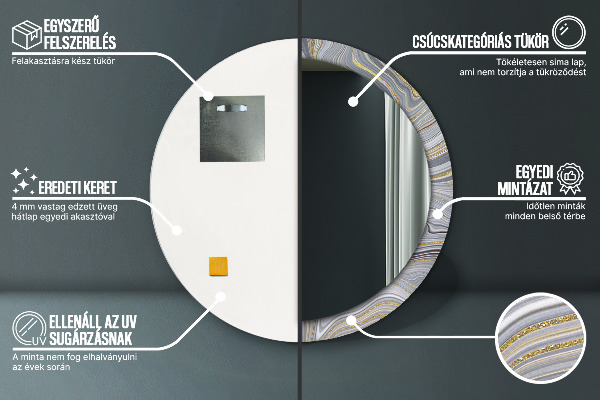 Ogledalo z okrasnim okvirjem Siv marmor
