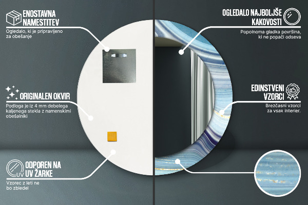 Ogledalo z okrasnim okvirjem Modri ​​marmor