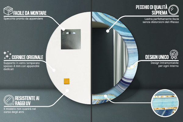 Ogledalo z okrasnim okvirjem Modri ​​marmor