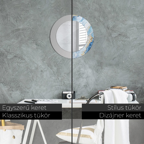 Ogledalo z okrasnim okvirjem Modro marmornato zlato