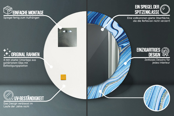 Ogledalo z okrasnim okvirjem Modri ​​marmor