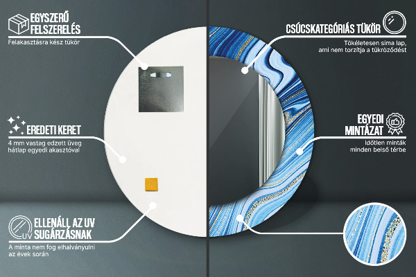 Ogledalo z okrasnim okvirjem Modri ​​marmor