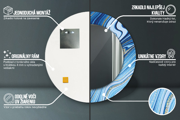 Ogledalo z okrasnim okvirjem Modri ​​marmor