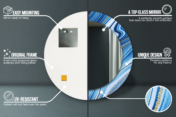 Ogledalo z okrasnim okvirjem Modri ​​marmor