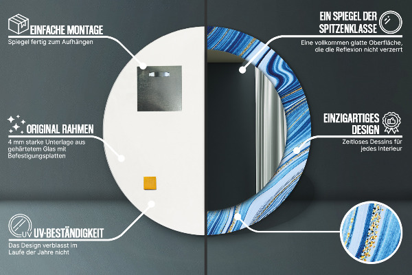 Ogledalo z okrasnim okvirjem Modri ​​marmor