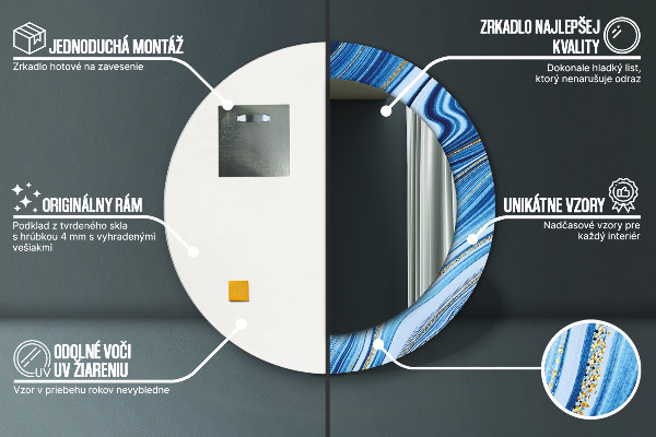 Ogledalo z okrasnim okvirjem Modri ​​marmor