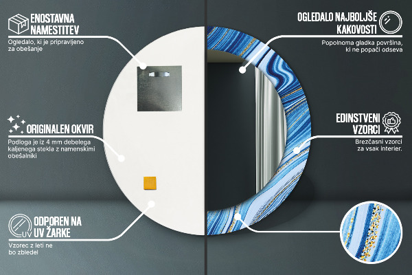 Ogledalo z okrasnim okvirjem Modri ​​marmor