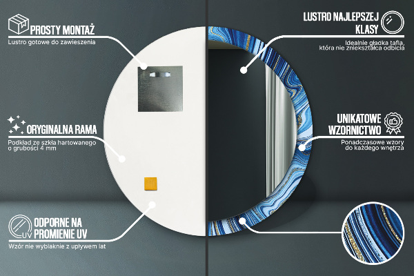 Ogledalo z okrasnim okvirjem Modri ​​marmor