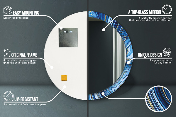 Ogledalo z okrasnim okvirjem Modri ​​marmor