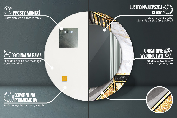 Ogledalo z okrasnim okvirjem Agat in zlati marmor