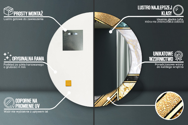 Ogledalo z okrasnim okvirjem Agat in zlati marmor