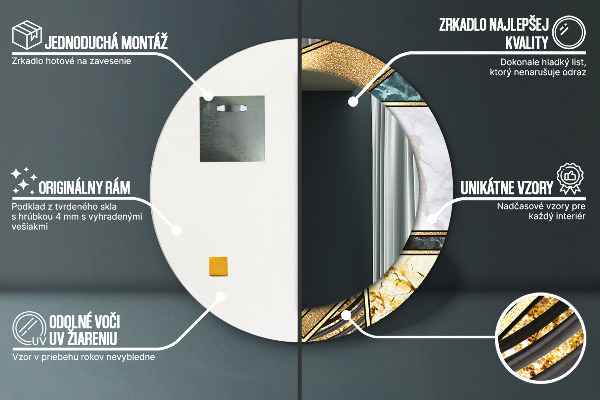 Ogledalo z okrasnim okvirjem Agat in zlati marmor