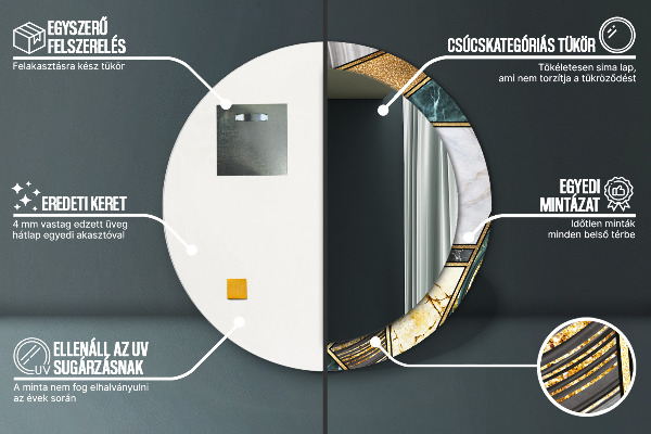 Ogledalo z okrasnim okvirjem Agat in zlati marmor