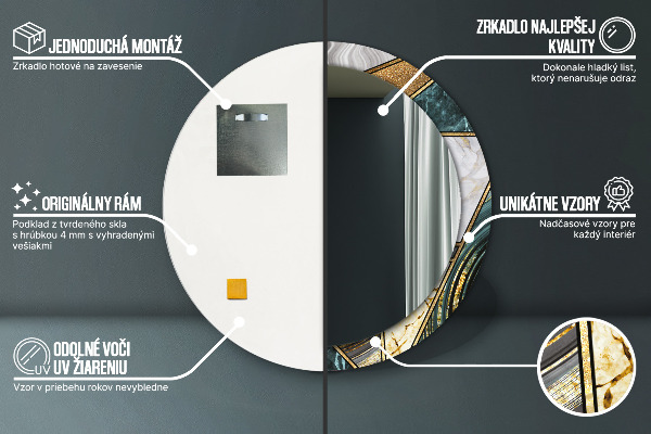 Ogledalo z okrasnim okvirjem Agat in zlati marmor