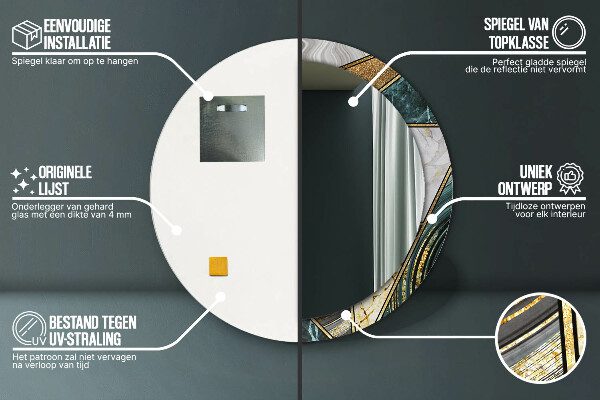 Ogledalo z okrasnim okvirjem Agat in zlati marmor