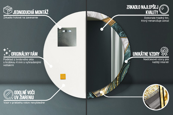 Ogledalo z okrasnim okvirjem Agat in zlati marmor