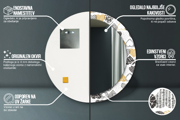 Okrasno ogledalo Srca doodle