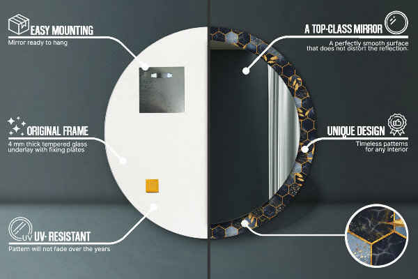 Dekorativno ogledalo Hexagon marmor