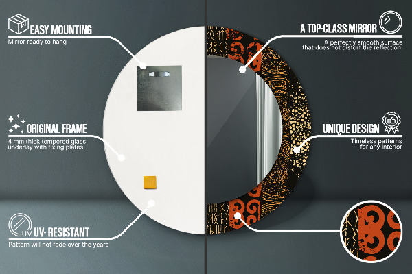 Ogledalo z okrasnim okvirjem Abstraktni vzorec grunge