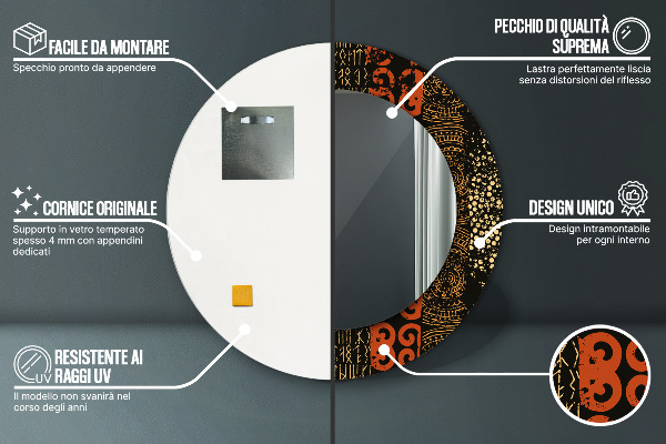 Ogledalo z okrasnim okvirjem Abstraktni vzorec grunge