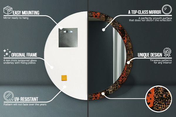 Ogledalo z okrasnim okvirjem Abstraktni vzorec grunge