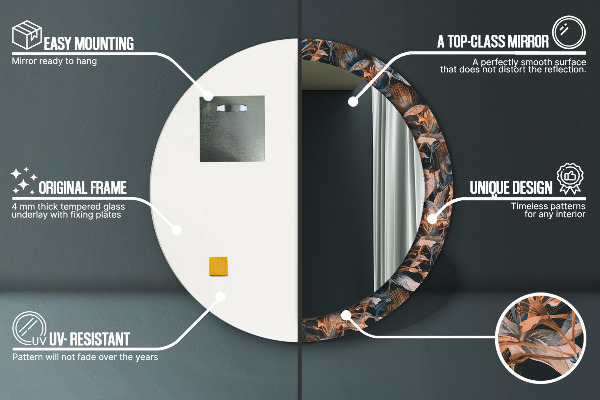 Ogledalo z okrasnim okvirjem Temni tropski listi