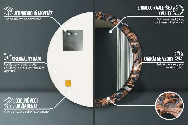 Ogledalo z okrasnim okvirjem Temni tropski listi