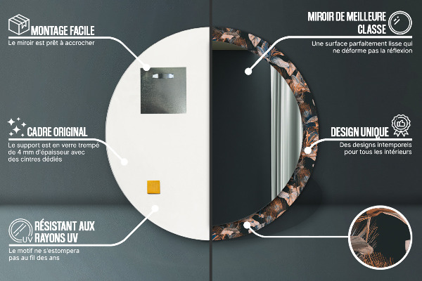Ogledalo z okrasnim okvirjem Temni tropski listi