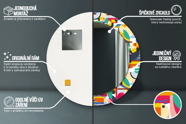 Tiskano ogledalo Geometrijske tropske ptice