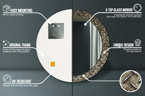 Ogledalo z okrasnim okvirjem Jeklena tekstura