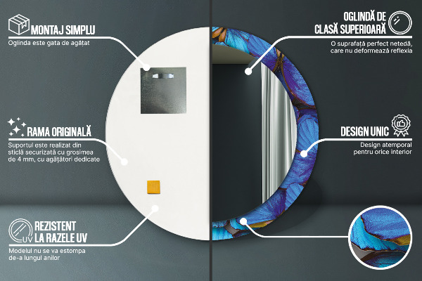 Dekorativno ogledalo Modri ​​in zeleni metulj