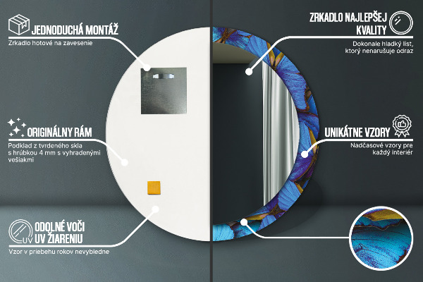 Dekorativno ogledalo Modri ​​in zeleni metulj