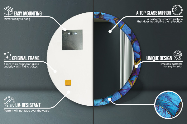 Dekorativno ogledalo Modri ​​in zeleni metulj