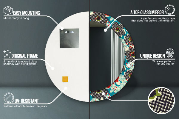 Dekorativno ogledalo Vzorec retro cvetov