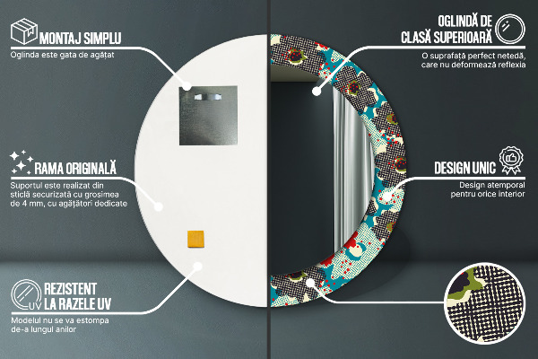 Dekorativno ogledalo Vzorec retro cvetov