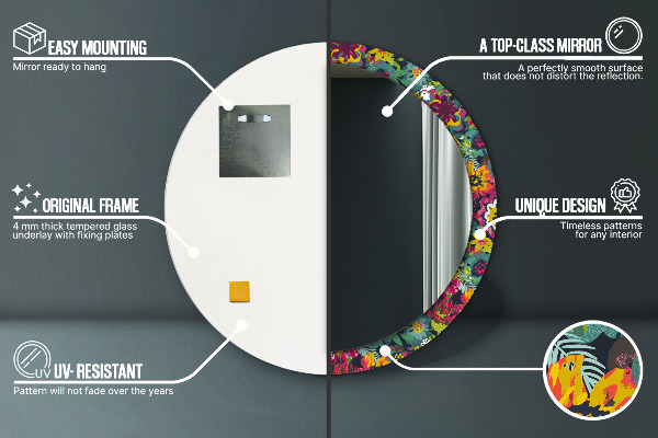 Tiskano ogledalo Ročno iztrjene cvetje