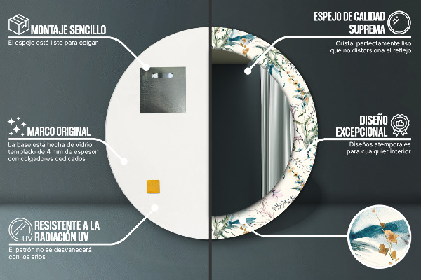 Ogledalo s potiskanim okvirjem Akvarelni cvetovi