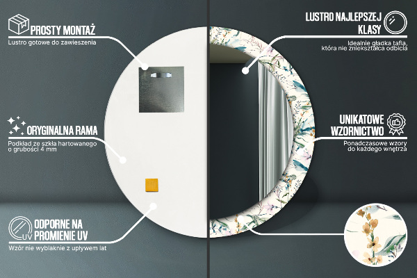 Ogledalo s potiskanim okvirjem Akvarelni cvetovi