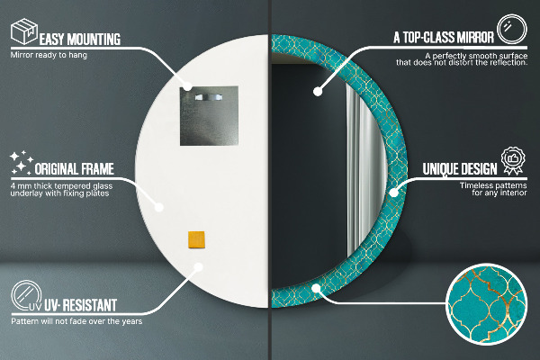 Ogledalo s potiskanim okvirjem Zelena in zlata sestava