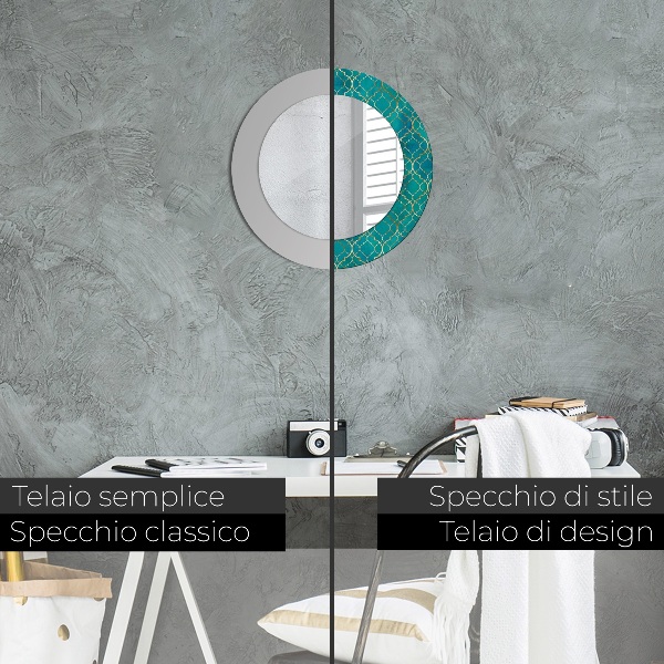 Ogledalo s potiskanim okvirjem Zelena in zlata sestava