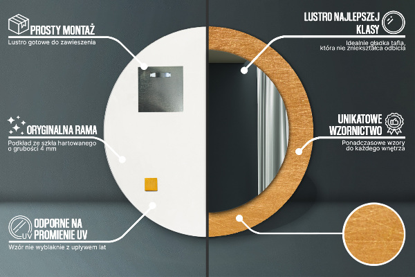 Ogledalo z okrasnim okvirjem Kovinska površina