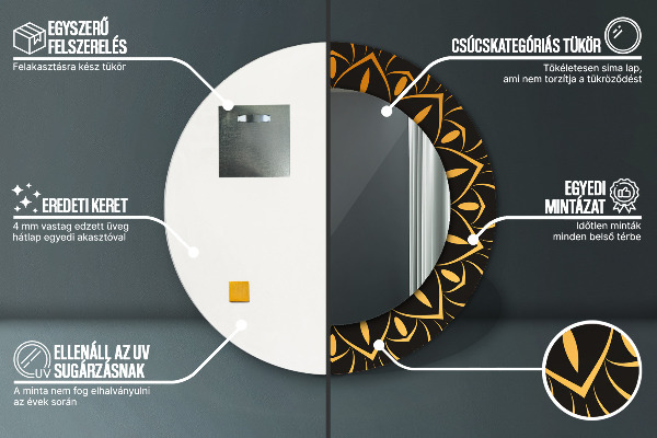 Ogledalo z okrasnim okvirjem Zlata mandala