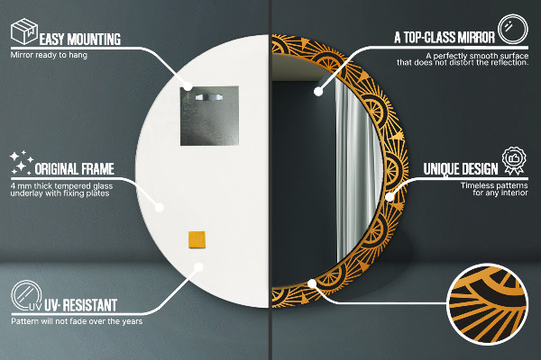 Ogledalo z okrasnim okvirjem Zlata mandala