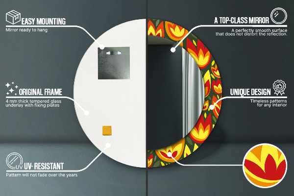 Ogledalo s potiskanim okvirjem Retro tulipani