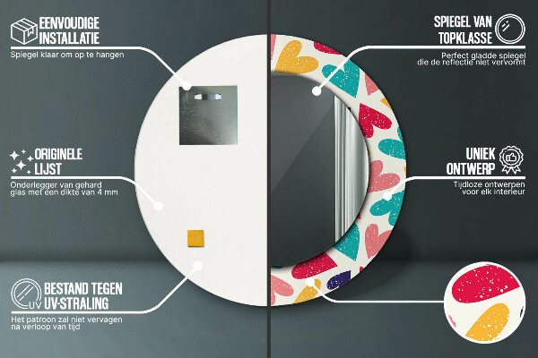 Ogledalo z okrasnim okvirjem Pisana srca