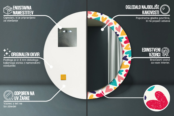 Ogledalo z okrasnim okvirjem Pisana srca