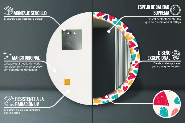 Ogledalo z okrasnim okvirjem Pisana srca