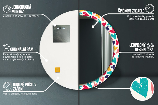 Ogledalo z okrasnim okvirjem Pisana srca